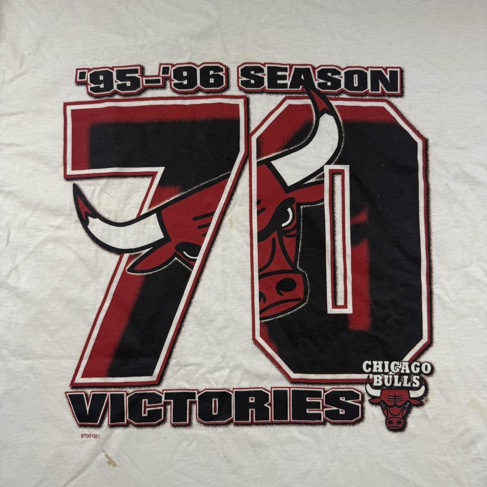Vintage‎ Chicago Bulls Shirt Mens Large White 95-96 70 Victories NBA Starter 90s